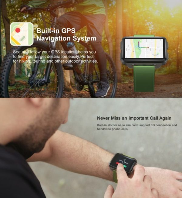 DOMINO DM99 Smart Watch Phone, 1GB+16GB, 2.2 inch Android 5.1, MTK6580 Quad Core 1.3GHz, Network: 3G, 1.3MP Camera / Heart Rate / Pedometer / GPS / WiFi / Bluetooth (Black) - Image 9