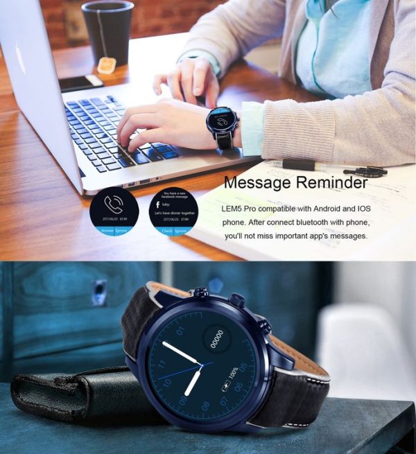 LEMFO LEM5 PRO Smart Watch Phone, 2GB+16GB, IP55 Life Waterproof, 1.39 inch Touch Screen Android 5.1, MTK6580 Quad Core 1.3GHz, Network: 3G, Heart Rate / Pedometer / Google Play / Weather / GPS / WiFi / Bluetooth - Image 13