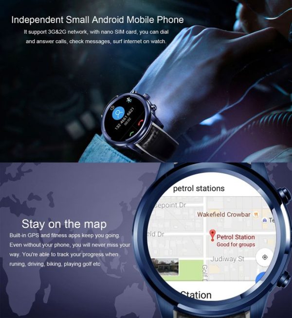 LEMFO LEM5 PRO Smart Watch Phone, 2GB+16GB, IP55 Life Waterproof, 1.39 inch Touch Screen Android 5.1, MTK6580 Quad Core 1.3GHz, Network: 3G, Heart Rate / Pedometer / Google Play / Weather / GPS / WiFi / Bluetooth - Image 8