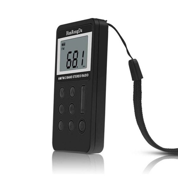 Portable AM / FM Two Bands Rechargeable Stereo Radio Mini Receiver with & LCD Screen & Earphone Jack & Lanyard (Black) - Image 3
