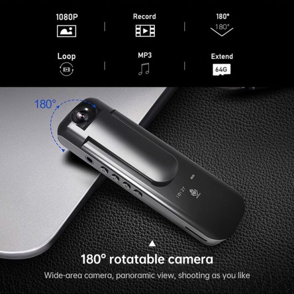009 1080P 180 Degree Rotatable Lens Portable Recording Camera Video Recorder with Display, Support Loop Recording & MP3 & 8-64GB TF Card - Image 9