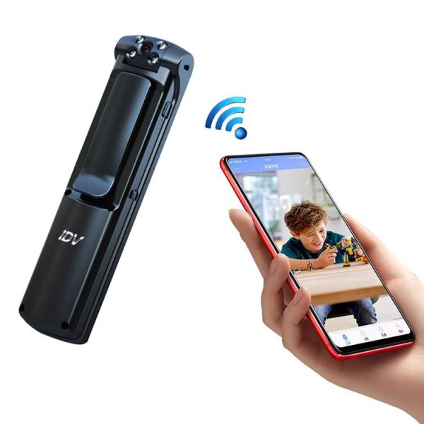 IDV-L01 1080P HD WiFi Back Clip Digital Pen Voice Recorder Mini Camera, Support IR Night Vision & TF Card & 180 Degrees Lens Rotation (Black)