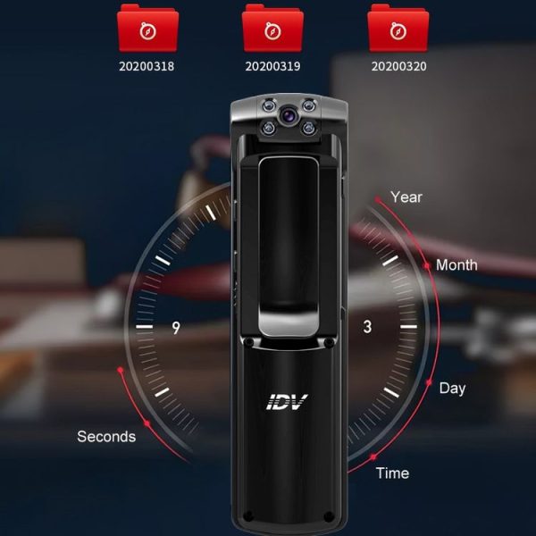 IDV-L01 1080P HD WiFi Back Clip Digital Pen Voice Recorder Mini Camera, Support IR Night Vision & TF Card & 180 Degrees Lens Rotation (Black) - Image 9