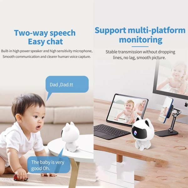 K9 Cute Pets Smart Home Camera, Support Night Vision & Two-way Voice & Motion Detection (White) - Image 6