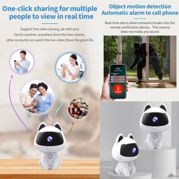 K9 Cute Pets Smart Home Camera, Support Night Vision & Two-way Voice & Motion Detection (White) - Image 9