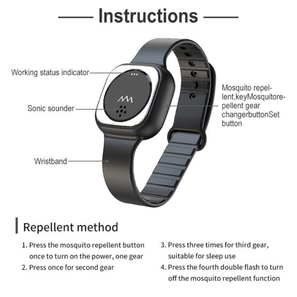 F8 Outdoor Silica Gel Mosquito Repellent Wristband (Black) - Image 6