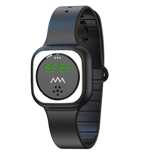 F9 Outdoor Silica Gel Mosquito Repellent Wristband with Clock (Black)