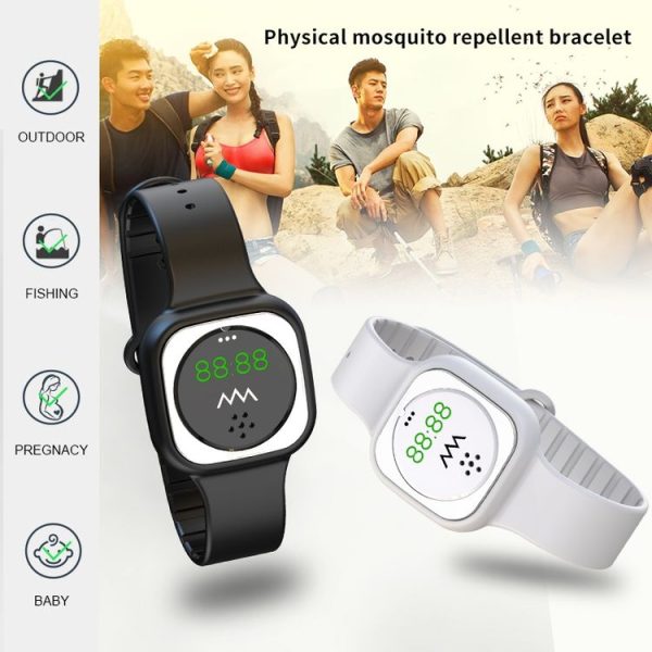 F9 Outdoor Silica Gel Mosquito Repellent Wristband with Clock (Black) - Image 7