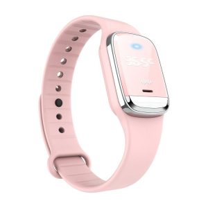 M20 Outdoor Ultrasonic Wave Mosquito Repellent Wristband with Clock & Body Temperature Test (Pink)