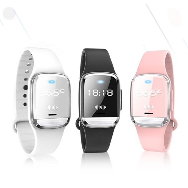 M20 Outdoor Ultrasonic Wave Mosquito Repellent Wristband with Clock & Body Temperature Test (Pink) - Image 2