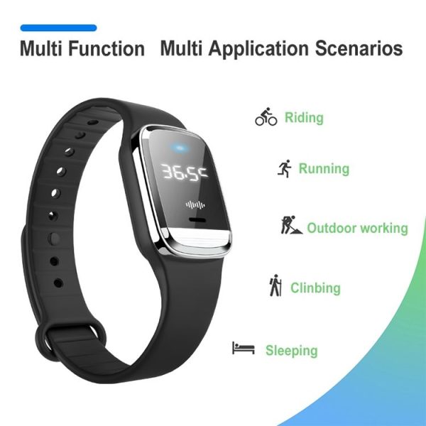 M20 Outdoor Ultrasonic Wave Mosquito Repellent Wristband with Clock & Body Temperature Test (Pink) - Image 4