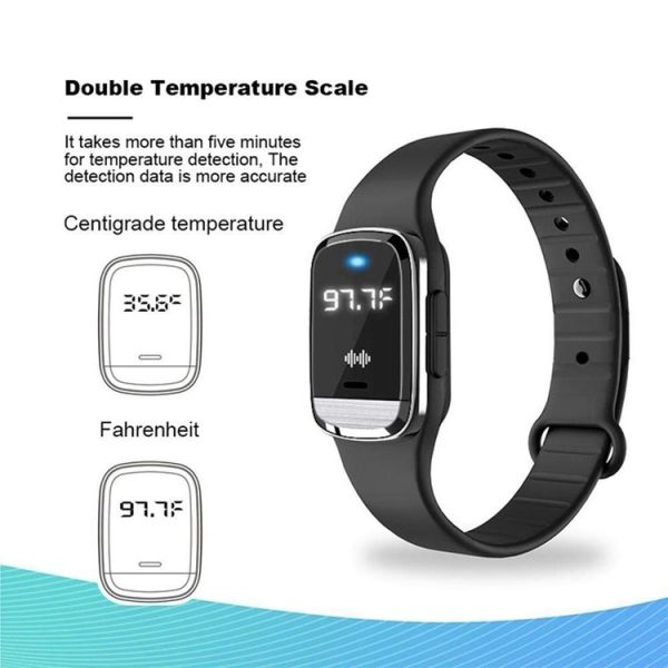M20 Outdoor Ultrasonic Wave Mosquito Repellent Wristband with Clock & Body Temperature Test (Pink) - Image 6