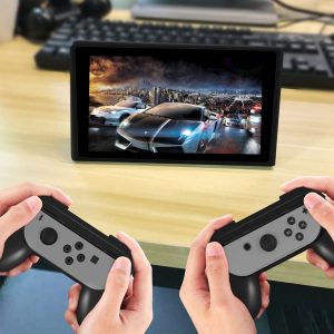 One Pair HAMTOD for Nintendo Switch Joy-Con Controller (Not Included) Controller Holder Grips (Black)
