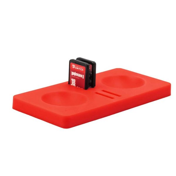 3 in 1 Silicone Pad Charger for N-Switch Poke Ball Plus with 4 Games Cards Slot (Red) - Image 3