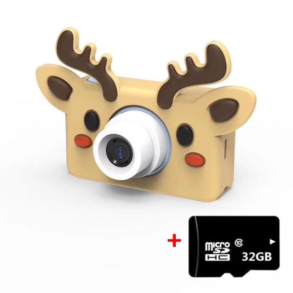 D9 8.0 Mega Pixel Lens Fashion Thin and Light Mini Digital Sport Camera with 2.0 inch Screen & Elk Shape Protective Case & 32G Memory for Children