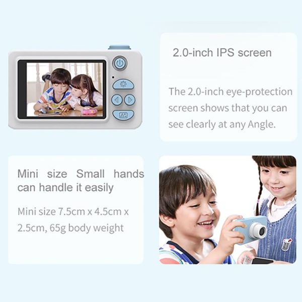D9 8.0 Mega Pixel Lens Fashion Thin and Light Mini Digital Sport Camera with 2.0 inch Screen & Elk Shape Protective Case & 32G Memory for Children - Image 5