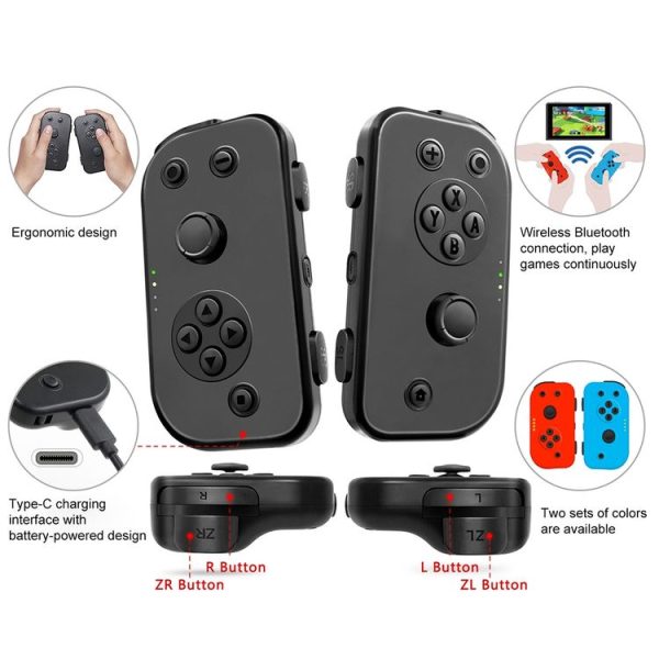 Left and Right Wireless Bluetooth Game Controller Gamepad for Switch Joy-con (Blue + Red) - Image 7