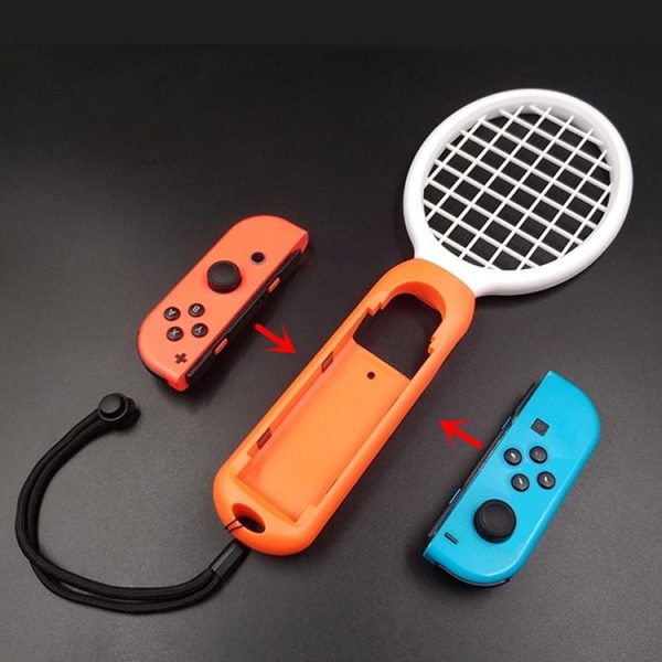 2 PCS Tennis Racket Handle Holder Grip Drumstick with Wrist Strap for Nintendo Switch Joy-con (White) - Image 3