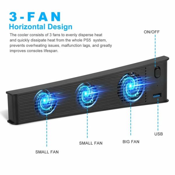KJH P5-009 Console Cooling Fan For PS5 (Black) - Image 6