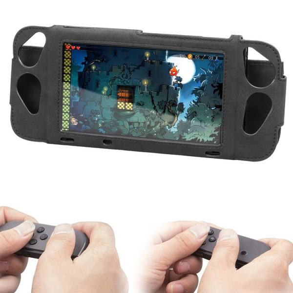Portable Shockproof Leather Protective Case for Nintendo Switch, with Holder & Card Slot & Lanyard (Black) - Image 7