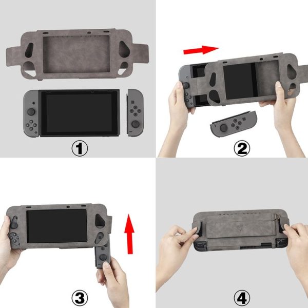Portable Shockproof Leather Protective Case for Nintendo Switch, with Holder & Card Slot & Lanyard (Black) - Image 9