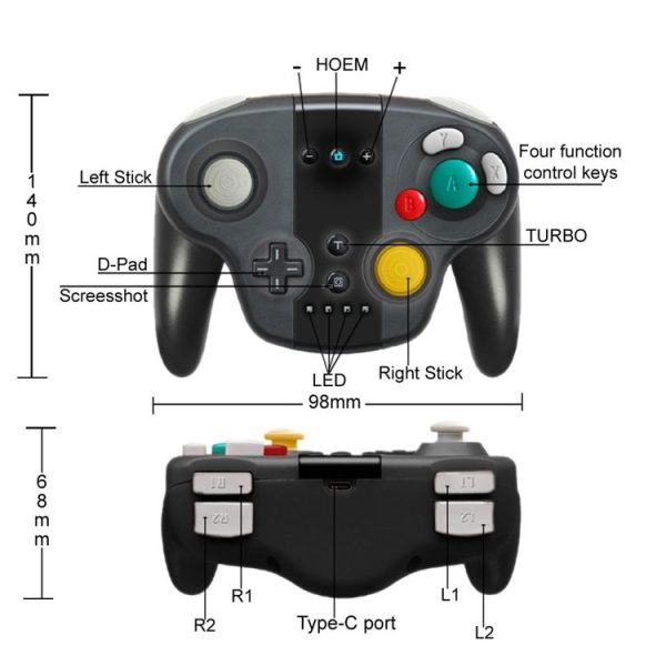 Type-C Port Game Handle Controller for Switch Pro, Support TURBO & NFC Function (Black) - Image 5
