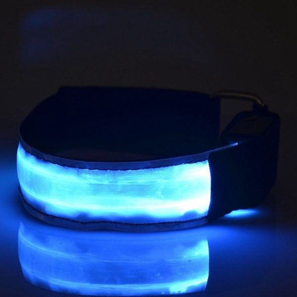 LED Flash Safety Reflective Nylon Light Rechargeable Sports Wrist Belt (Blue) - Image 4