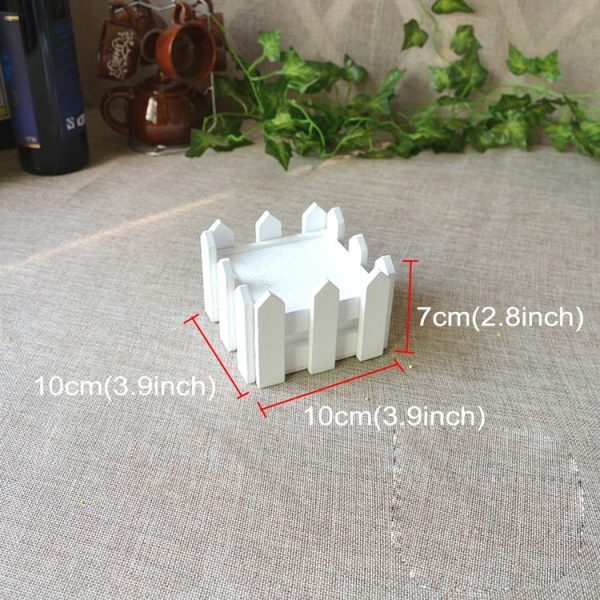 Wooden Flower Planter Fence Storage Holder Pot with Foam, Size: 10cm x 10cm x 7cm - Image 2