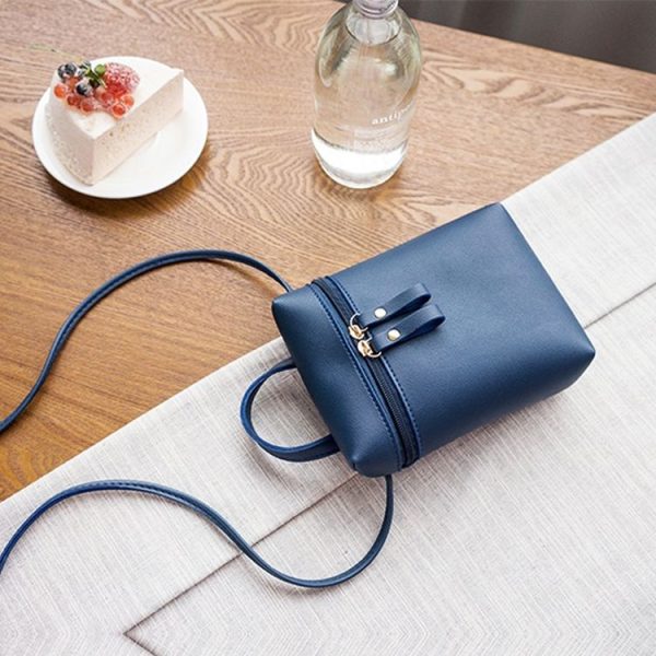 Ladies Simple Casual Shoulder Messenger Bag Small Change Mobile Phone Crossbody Bucket Bag - Image 3