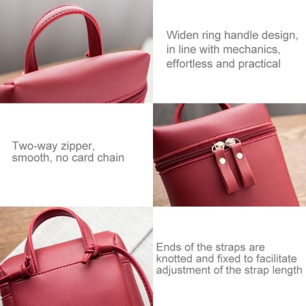 Ladies Simple Casual Shoulder Messenger Bag Small Change Mobile Phone Crossbody Bucket Bag - Image 5