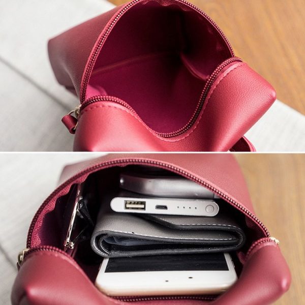 Ladies Simple Casual Shoulder Messenger Bag Small Change Mobile Phone Crossbody Bucket Bag - Image 6