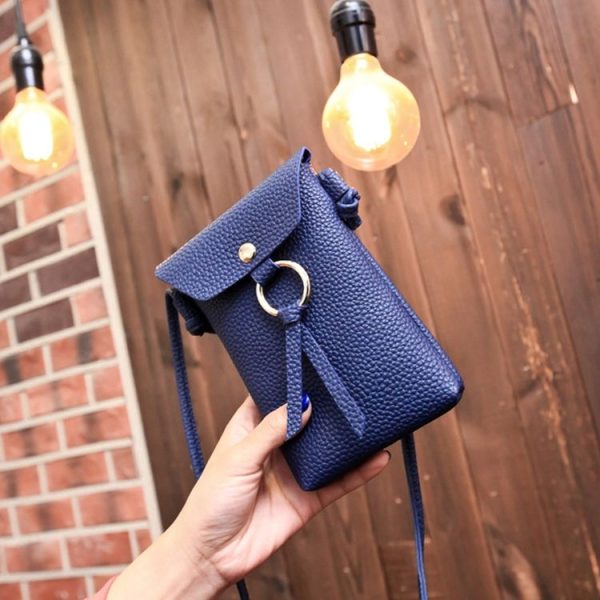 Ladies Casual Leisure Ring Tassel Shoulder Messenger Cellphone Change Crossbody Bucket Bag - Image 2