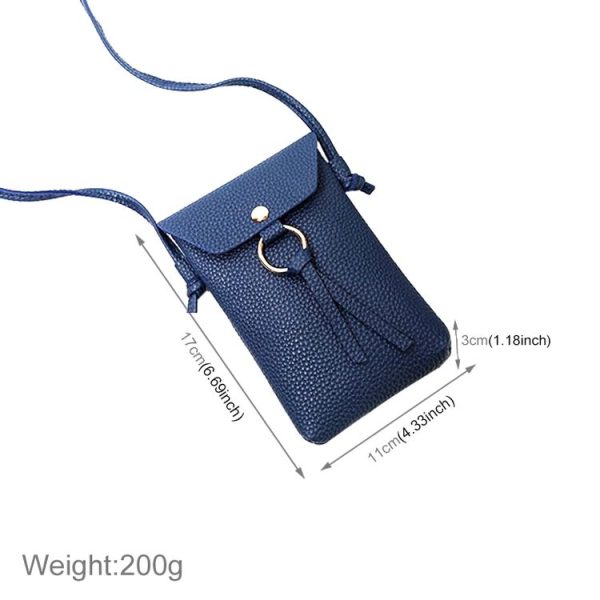 Ladies Casual Leisure Ring Tassel Shoulder Messenger Cellphone Change Crossbody Bucket Bag - Image 3