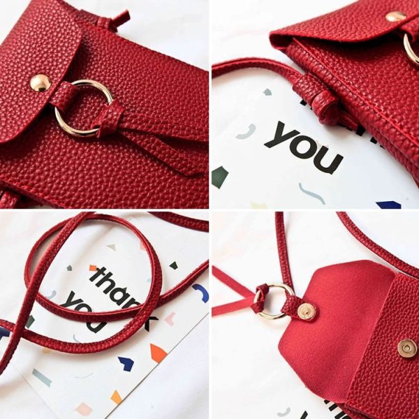Ladies Casual Leisure Ring Tassel Shoulder Messenger Cellphone Change Crossbody Bucket Bag - Image 5