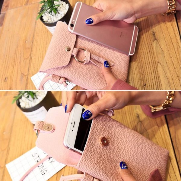 Ladies Casual Leisure Ring Tassel Shoulder Messenger Cellphone Change Crossbody Bucket Bag - Image 6