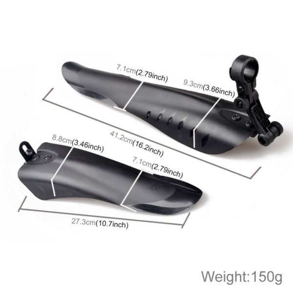 Mountain Road Fits Cycling Creative Mud Guard Dovetail Style Fenders Set for Bike Front And Rear (Black) - Image 2