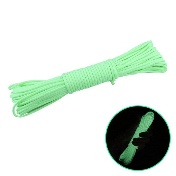 20m 9-Core Nylon+Polyester Full-light Outdoor Camping Tent Rescue Bundled Fluorescent Climbing Rope (Green)