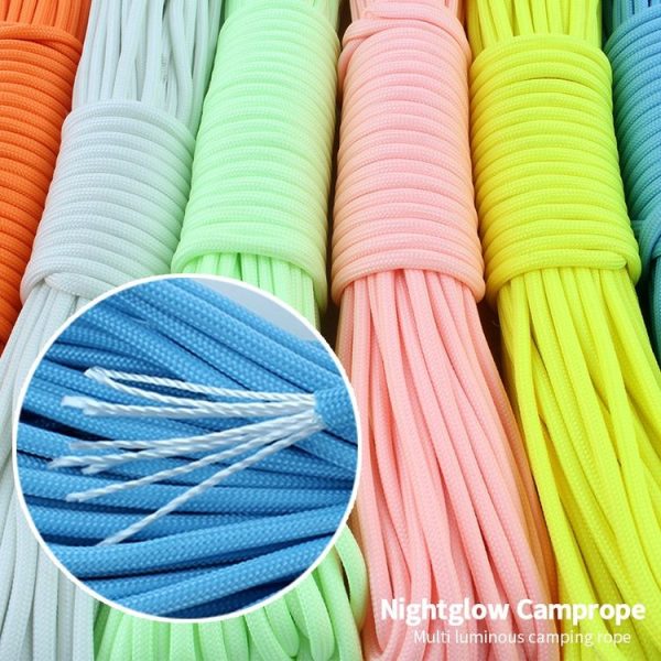 20m 9-Core Nylon+Polyester Full-light Outdoor Camping Tent Rescue Bundled Fluorescent Climbing Rope (Green) - Image 5