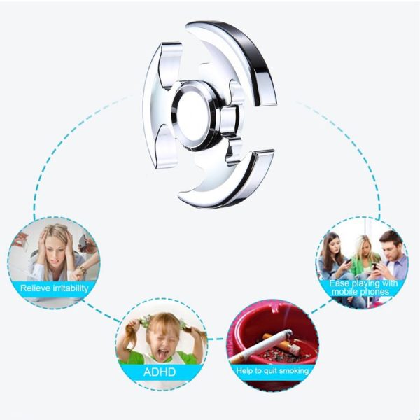 Fidget Spinner Toy Stress Reducer Anti-Anxiety Toy with Fluorescent Light for Children and Adults, About 8 Minutes Rotation Time, R188 Steel Beads Bearing + Stainless Steel Material, Hammer Head Shape - Image 8