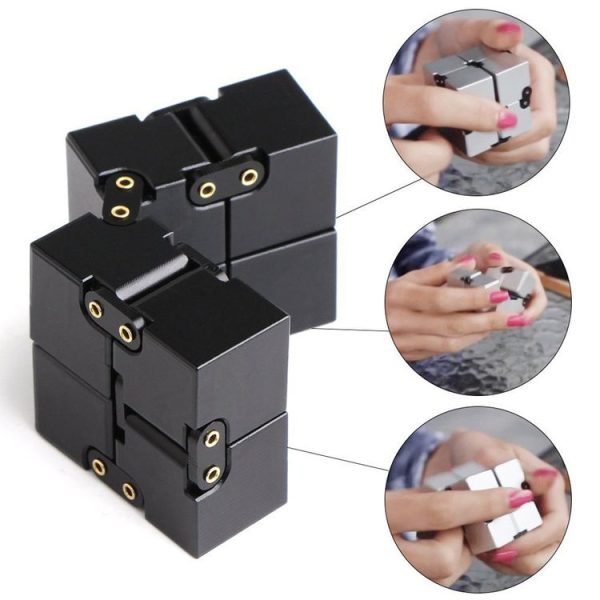 Folding Puzzles Magic Cube Infinity Fidget Cube Pressure Reduction Toy (Black)