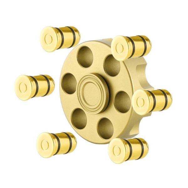 Fidget Spinner Toy Stress Reducer Anti-Anxiety Toy for Children and Adults, About 7 Minutes Rotation Time, Stainless Steel R188 Beads Bearing, Revolver Bullets Shape (Gold)