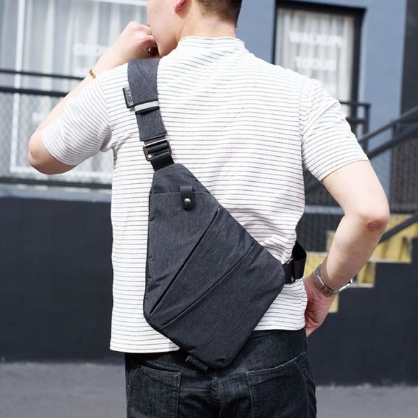 Multi-Function Portable Anti-theft Polyester Business Chest Bag Outdoor Sports Shoulder Bag for Men (Grey) - Image 10