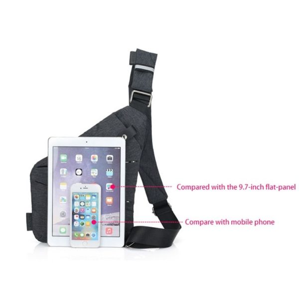Multi-Function Portable Anti-theft Polyester Business Chest Bag Outdoor Sports Shoulder Bag for Men (Grey) - Image 5