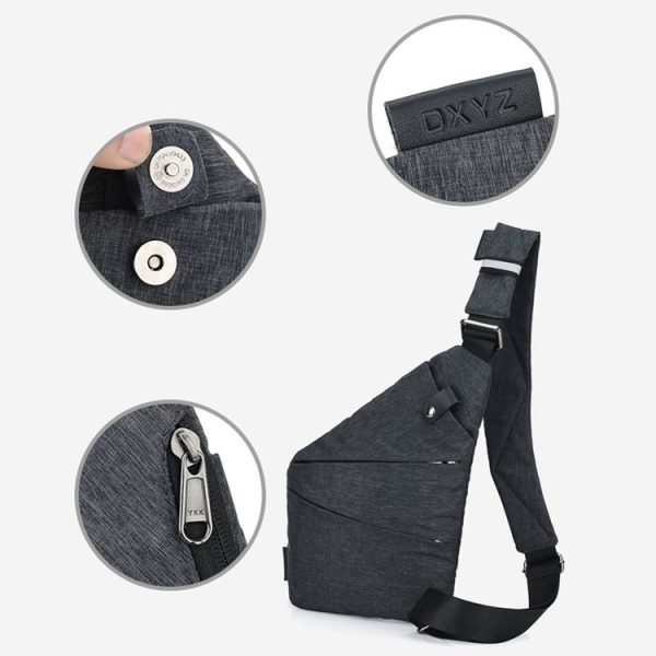 Multi-Function Portable Anti-theft Polyester Business Chest Bag Outdoor Sports Shoulder Bag for Men (Grey) - Image 8