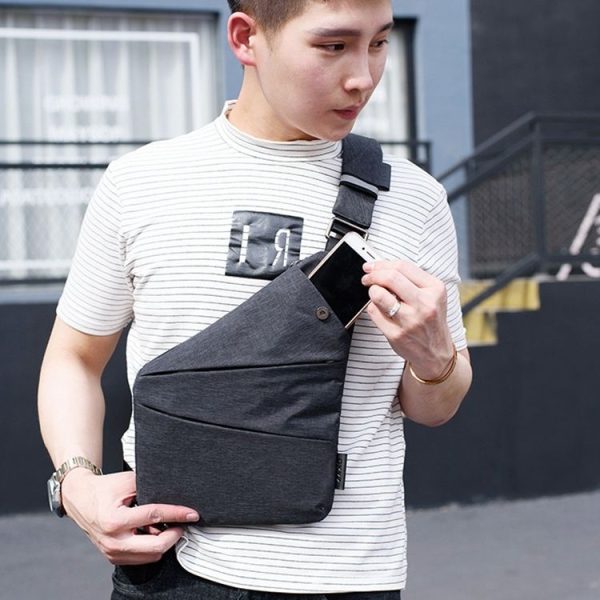 Multi-Function Portable Anti-theft Polyester Business Chest Bag Outdoor Sports Shoulder Bag for Men (Grey) - Image 9