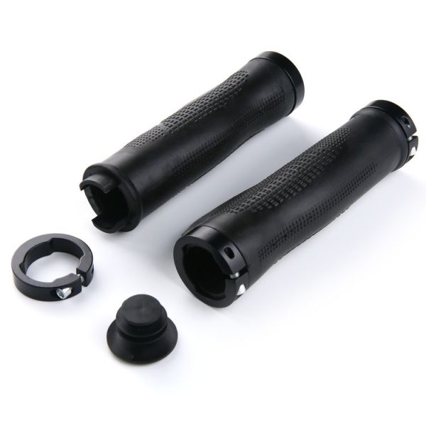 1 Pair AG21 Rubber + Alloy Lock-Rings Bicycle Flat Handlebar Grip (Black) - Image 4