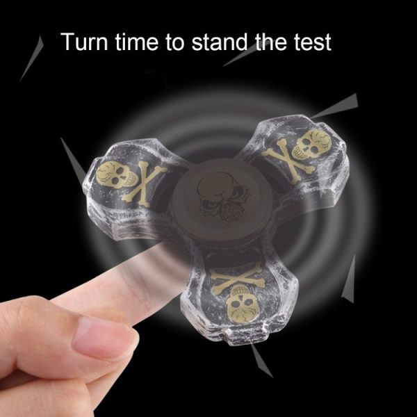 Fidget Spinner Toy Stress Reducer Anti-Anxiety Toy for Children and Adults, 2-4 Minutes Rotation Time, Zinc Alloy Material, Skull Pattern Three Leaves (Silver) - Image 5