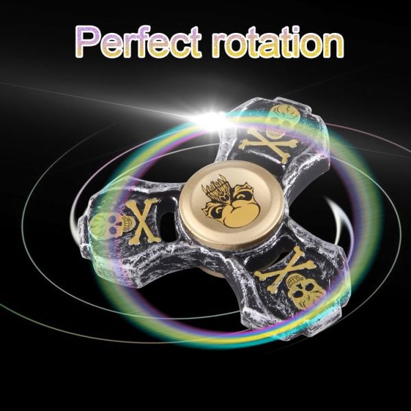 Fidget Spinner Toy Stress Reducer Anti-Anxiety Toy for Children and Adults, 2-4 Minutes Rotation Time, Zinc Alloy Material, Skull Pattern Three Leaves (Silver) - Image 8