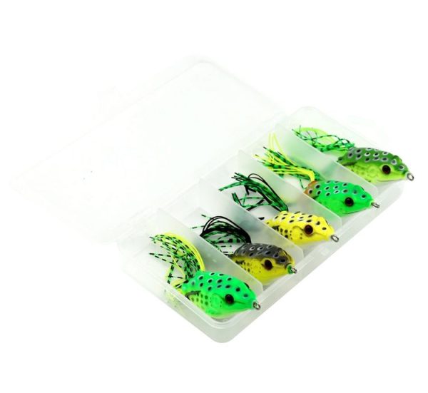 HENGJIA 5 PCS Soft Baits Water-hit Fishing Lures Ray Frog Baits with Plastic Box - Image 2