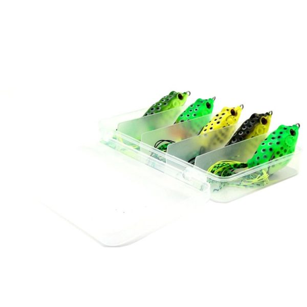 HENGJIA 5 PCS Soft Baits Water-hit Fishing Lures Ray Frog Baits with Plastic Box - Image 4